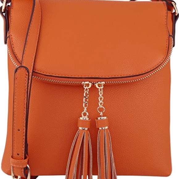Vegan Medium Crossbody Handbag with Tassel - Picture 2 of 7